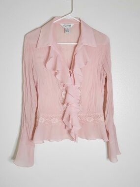 Allison Taylor Soft Pink Ruffled Blouse - S